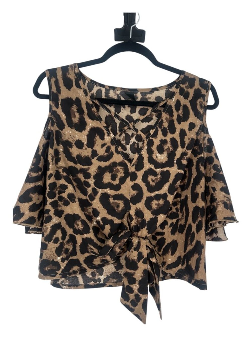 SHEIN Curve Leopard Print Crop Top 0XL Plus Size Cold Shoulder Y2K Streetwear